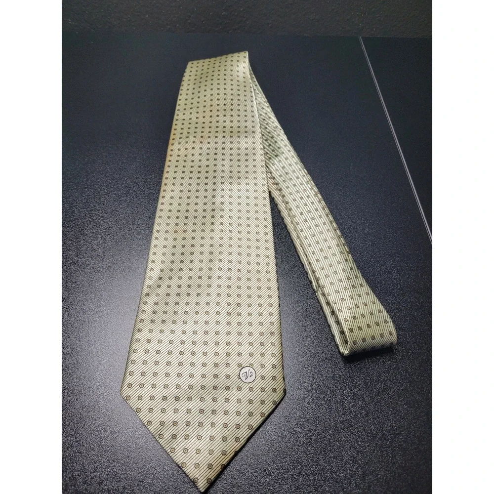 Versace Men's Necktie Gold Geometric Silk 3.75